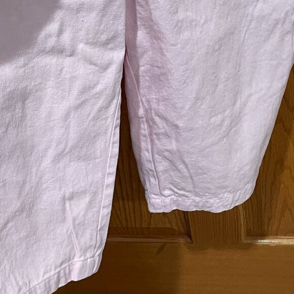 Vtg COUNTRY STORE Overalls Women's XL Pink Flower Embroidered Wide Leg Crop - Picture 4 of 5